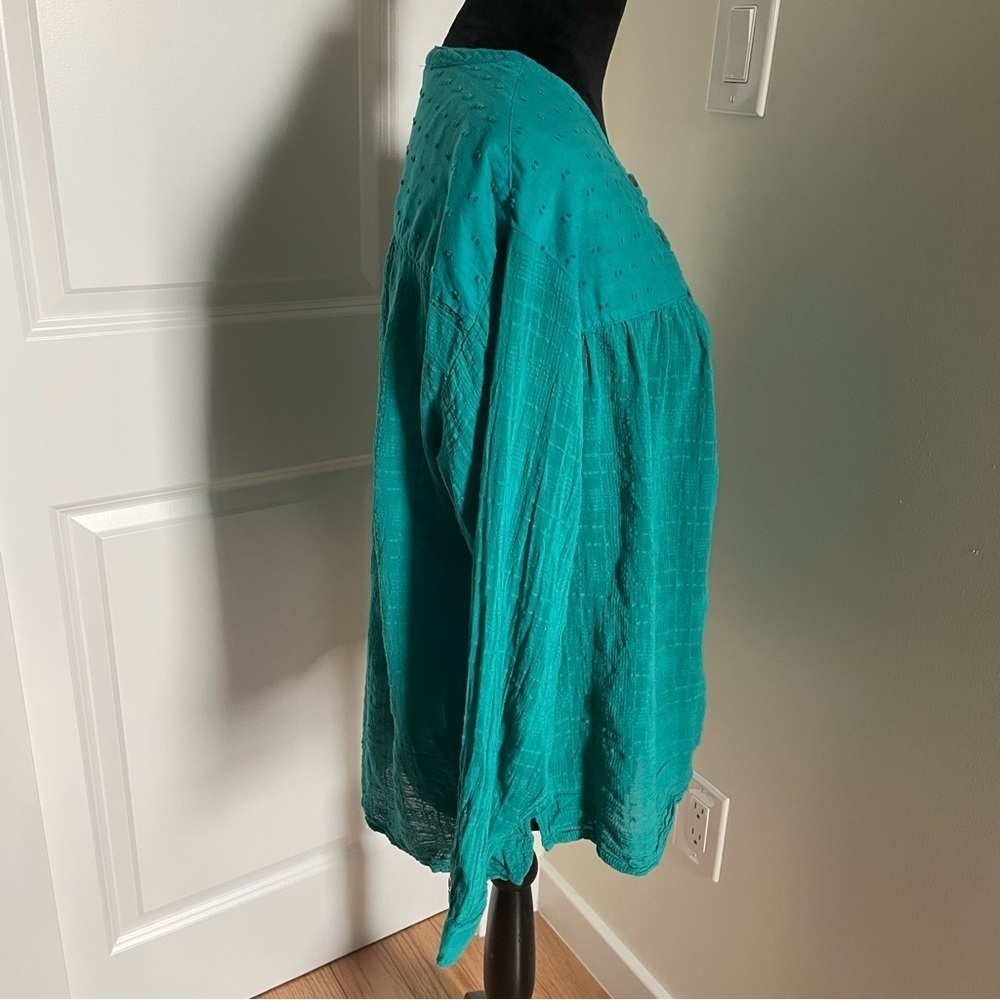 Anthropologie Pilcro Mila Draped Swiss Dot Button Down Cotton Blouse EUC Small - Picture 7 of 11